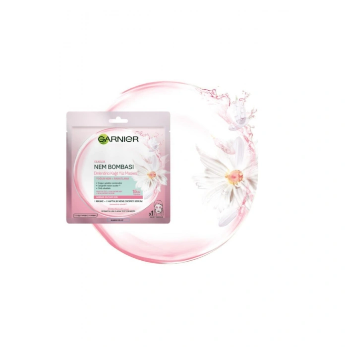 Garnier Hassas ve Kuru Ciltler için Nem Bombası Dinlendirici Kağıt Yüz Maskesi 3lü Set