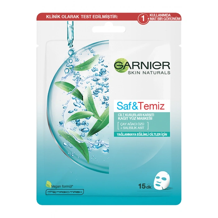 Garnier Saf & Temiz Cilt Kusurları Karşıtı Kağıt Yüz Maskesi 3lü Set