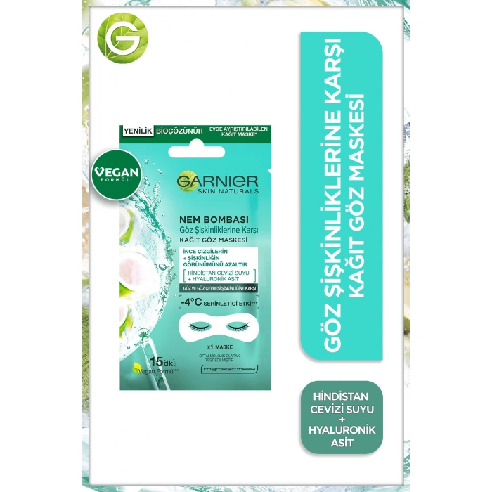 Garnier Nem Bombası Göz Şişkinliğine Karşı Kağıt Göz Maskesi 5li Set