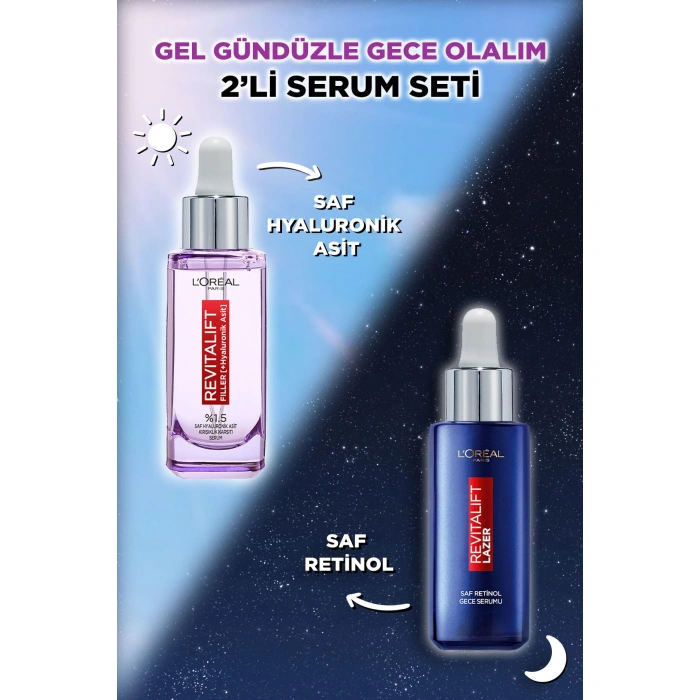 Loreal Paris Revitalift Filler %1.5 Saf Hyaluronik Asit Kırışıklık Karşıtı Serum + Saf Retinol Gece Serumu