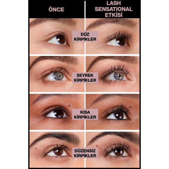 Maybelline New York Lash Sensational Yelpaze Etkili Suya Dayanıklı Siyah Waterproof Maskara