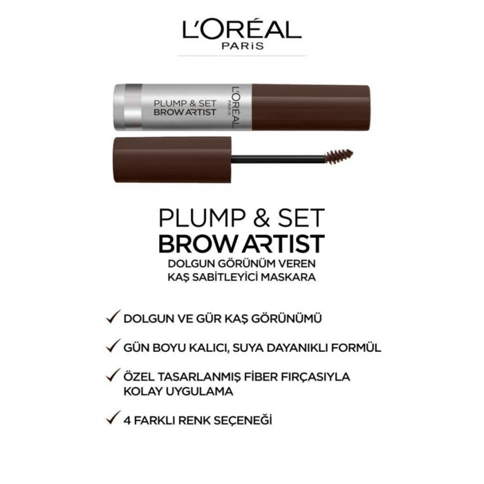 Loreal Paris Brow Artist Plump&set Renkli Kaş Sabitleyici Maskara - 108 Dark Brunette