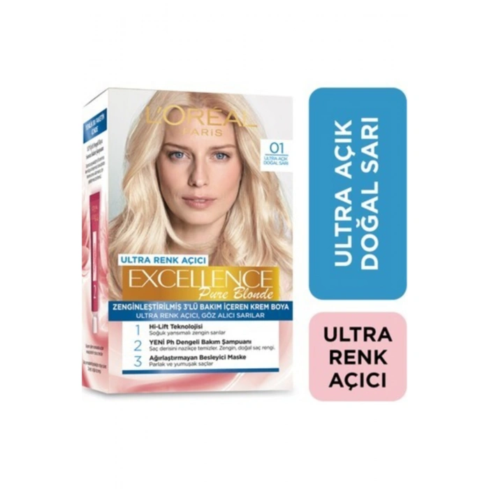 Loreal Paris Excellence Creme Saç Boyası 01 Ultra Açık Doğal Sarı