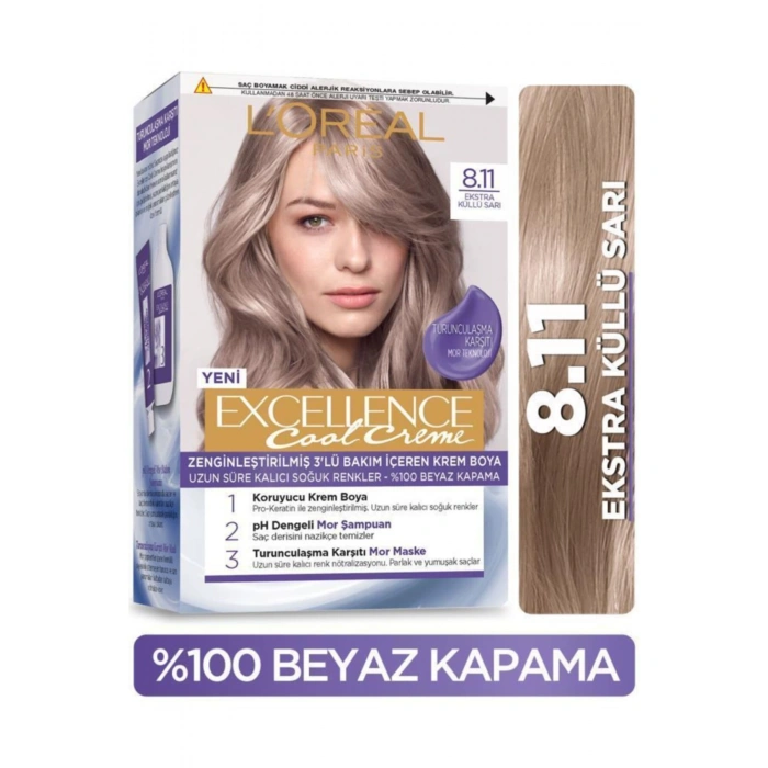 Loreal Paris Excellence Cool Creme Saç Boyası - 8.11 Ekstra Küllü Sarı