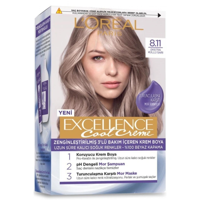 Loreal Paris Excellence Cool Creme Saç Boyası - 8.11 Ekstra Küllü Sarı