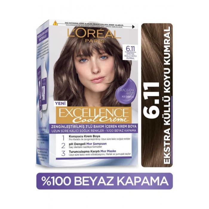 Loreal Paris Kadın 6.11 Ekstra Küllü Koyu Kumral Saç Boyası