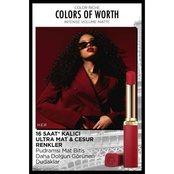 Loreal Paris Color Riche Colors Of Worth Intense Volume Matte Ruj - 300 Rouge Confident