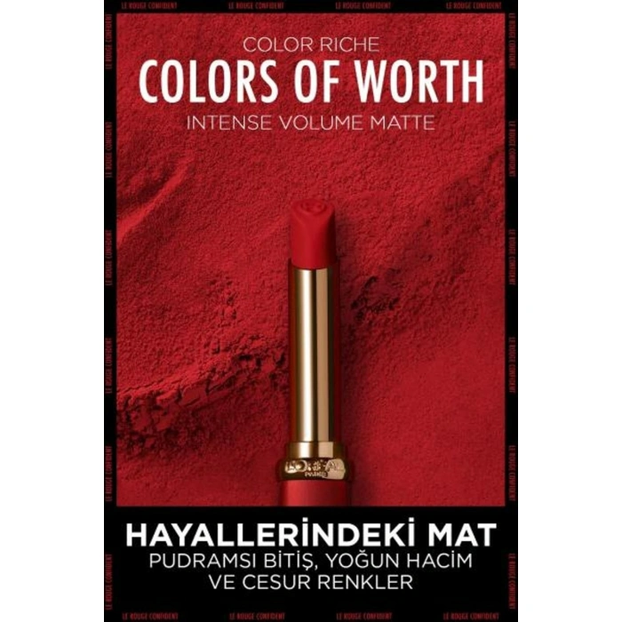 Loreal Paris Color Riche Colors Of Worth Intense Volume Matte Ruj - 300 Rouge Confident