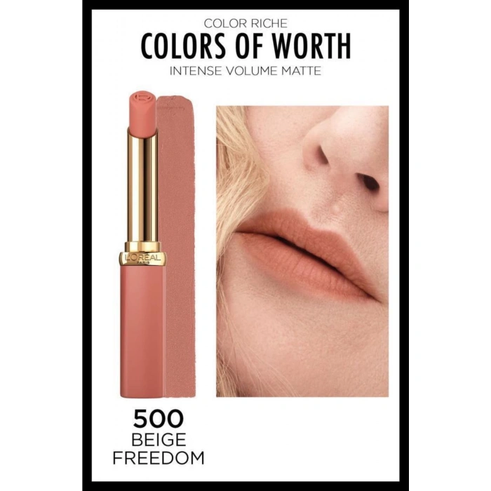 Loreal Paris Color Riche Colors Of Worth Intense Volume Matte Ruj -500 Beige Freedom