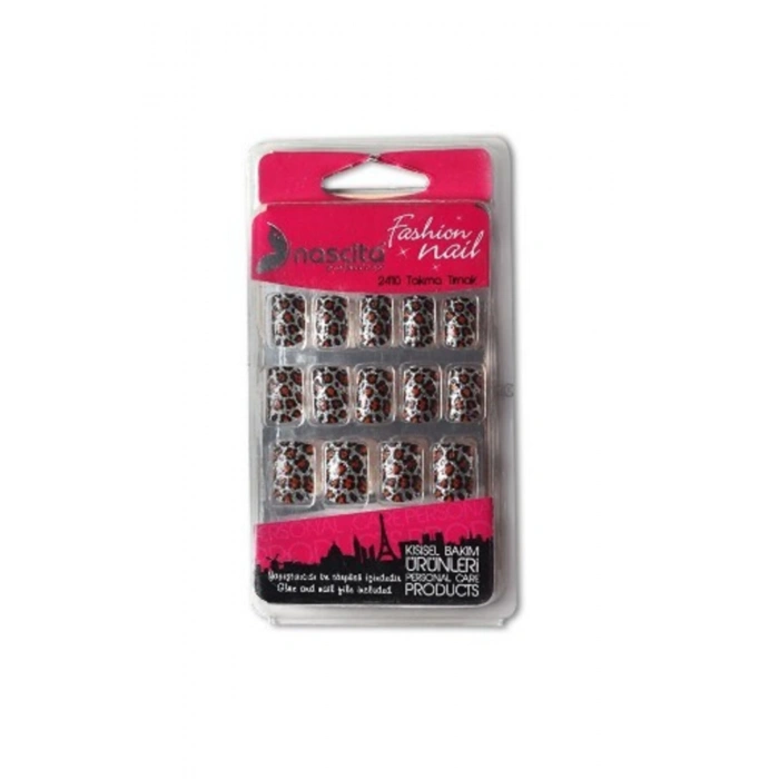 nascita Gümüş Renkli Leopar Desen Tırnak 24lü - 102