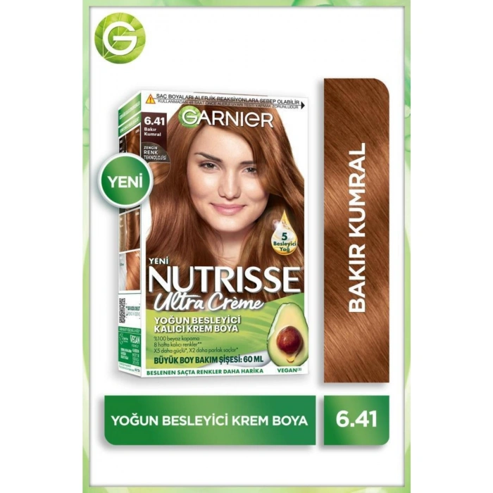 Garnier Nutrisse Yoğun Besleyici Kalıcı Krem Saç Boyası 6.41 Bakır Kumral