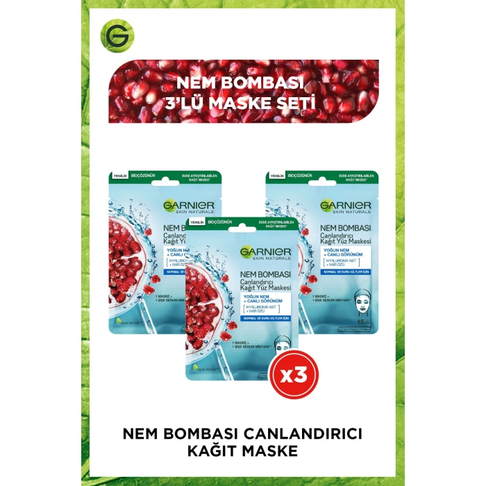 Garnier Nem Bombası Canlandırıcı Kağıt Maske 32 gr 3lü