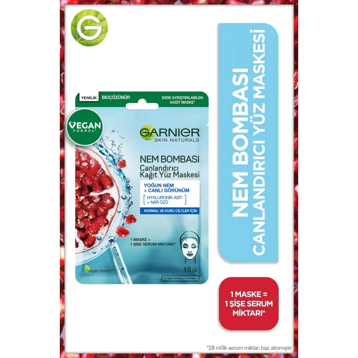 Garnier Nem Bombası Canlandırıcı Kağıt Maske 32 gr 3lü