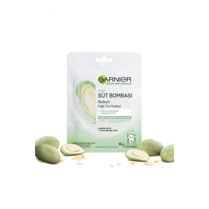 Garnier Süt Bombası Besleyici Kağıt Yüz Maskesi Badem Sütü 3lü Set