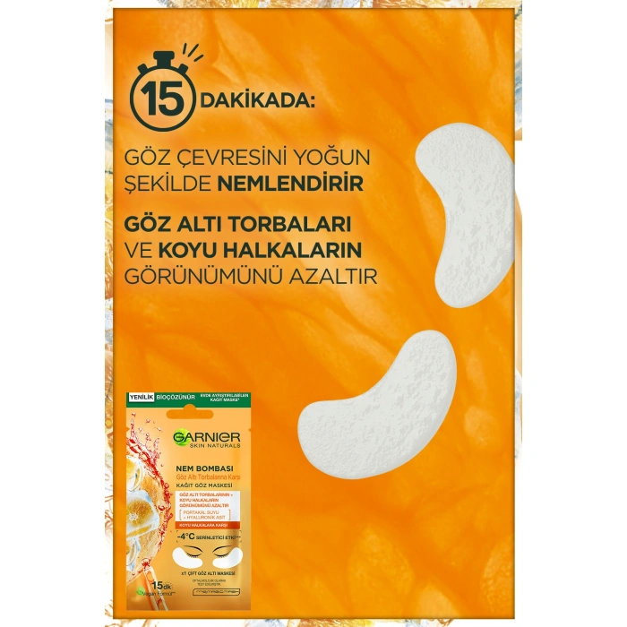 Garnier Nem Bombası Göz Altı Torbalarına Karşı Kağıt Göz Maskesi 3al 2öde