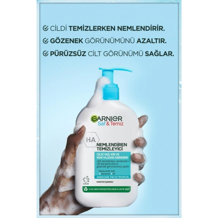 Garnier Saf & Temiz Nemlendiren Temizleyici [Hyaluronik Asit Seramid Kil] Yüz Temizleme Jeli - 250 ml