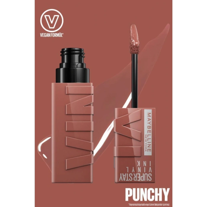 Maybelline New York Super Stay Vinyl Ink Uzun Süre Kalıcı Likit Parlak Ruj 120 Punchy