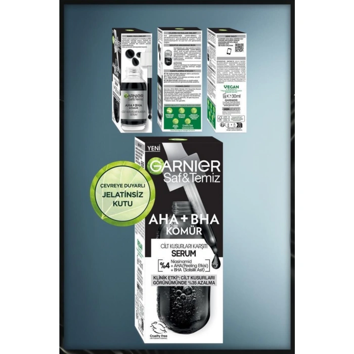 Garnier Aha+bha Cilt Kusurları Karşıtı Serum 30 ml & Micellar Kömür Kusursuz Makyaj Temizleyici Jel 400 ml