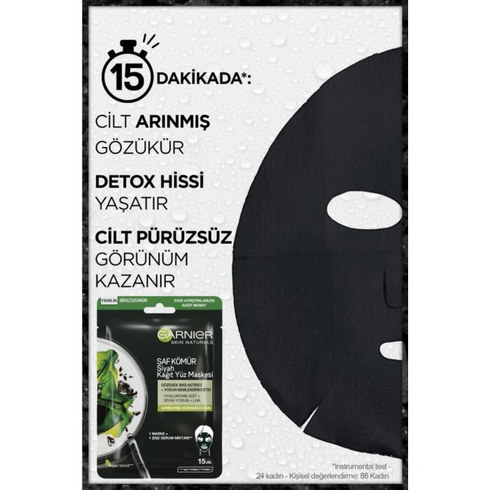 Garnier Aha Bha Cilt Kusurları Karşıtı Siyah Serum 30 ml & Siyah Yosun Kömürlü Kağıt Yüz Maskesi / 2 Adet