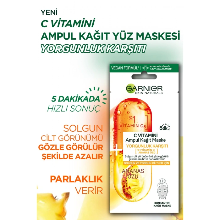 Garnier Ampul Kağıt Yüz Maskeleri 3lü