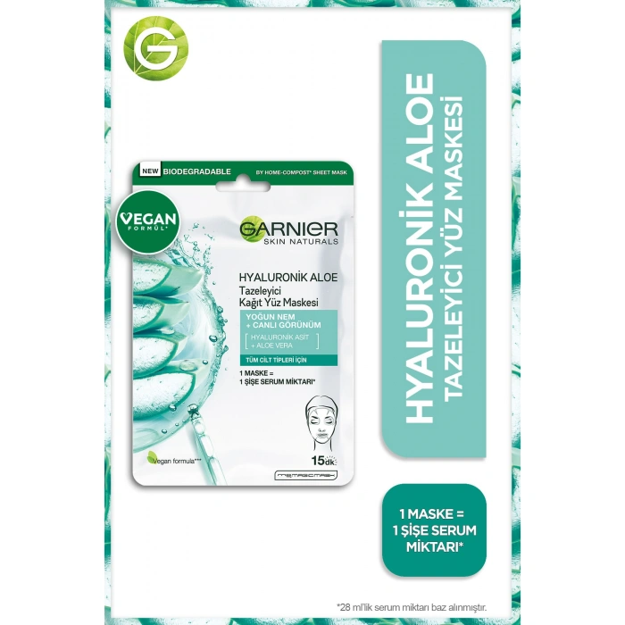 Garnier Hyaluronik Aloe Tazeleyici Kağıt Yüz Maskesi 3lü Set