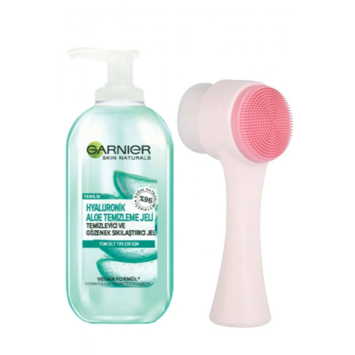 Garnier Hyaluronik Aloe Temizleme Jeli 200 ml ve Cilt Temizleme Fırçası