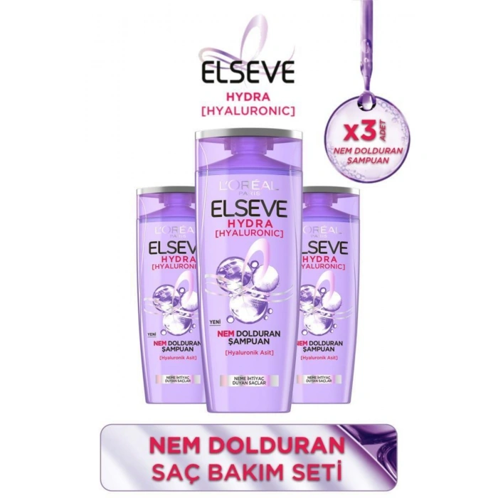 Elseve Hydra [hyaluronic] Nem Dolduran Şampuan 390 ml 3lü Set
