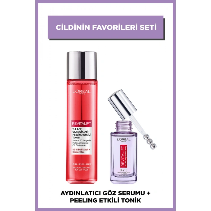 Loreal Paris Revitalift %5 Saf Glikolik Asit Peeling Etkili Tonik & Revitalift Filler Göz Serumu
