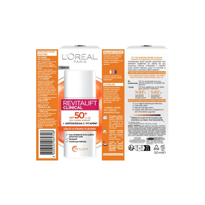 Loreal Paris Revitalift Clinical %12 Saf C Vitamini Aydınlatıcı Serum & Spf 50+ UV Korumalı Yüz Güneş Kremi 50 ml