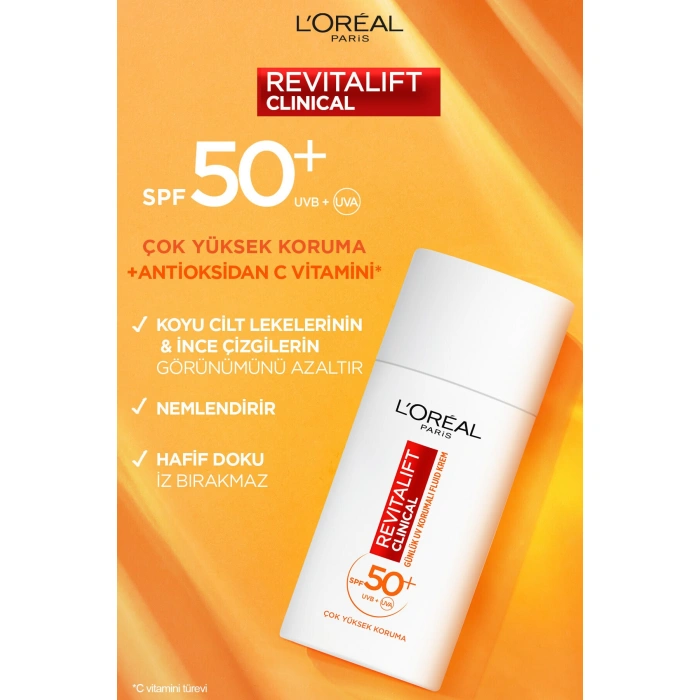Loreal Paris Revitalift Clinical %12 Saf C Vitamini Aydınlatıcı Serum & Spf 50+ UV Korumalı Yüz Güneş Kremi 50 ml