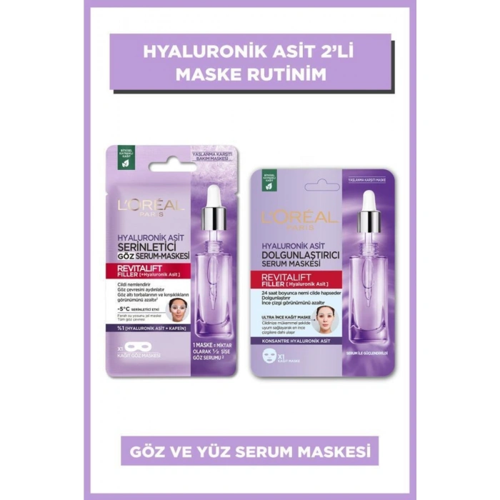 Loreal Paris Revitalift Filler Dolgunlaştırıcı Serum Maske & Serinletici Göz Serum Maskesi 2li Maske Seti