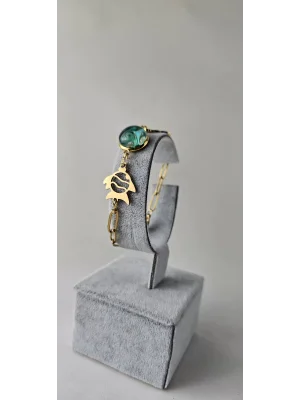 Benim Cam Atölyem Ebru Tekniği Altın Kaplama Çelik Murano Balık Bileklik