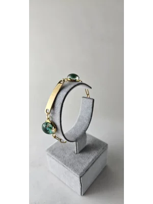 Benim Cam Atölyem Ebru Tekniği Altın Kaplama Çelik Murano Bileklik