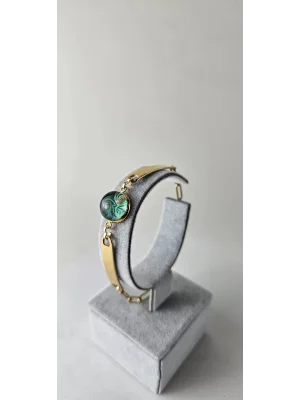 Benim Cam Atölyem Ebru Tekniği Altın Kaplama Çelik Murano Bileklik