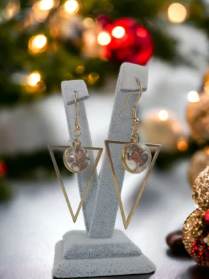 Benim Cam Atölyem Ebru Tekniği Altın Kaplama Çelik Murano Küpe