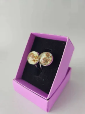 Benim Cam Atölyem Ebru Tekniği Çelik Murano Yüzük