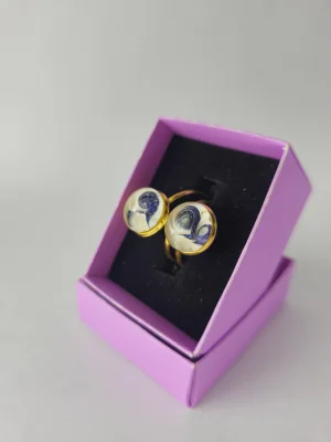 Benim Cam Atölyem Ebru Tekniği Altın Kaplama Çelik Murano Yüzük