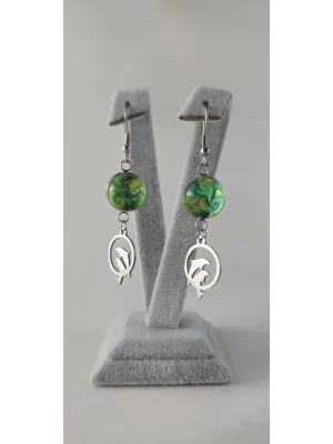 Benim Cam Atölyem Ebru Tekniği Çelik Murano Yunus Küpe