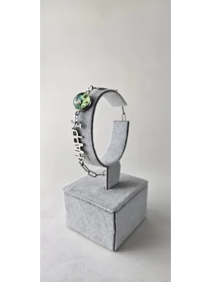 Benim Cam Atölyem Ebru Tekniği Çelik Murano Happy Bileklik