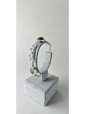 Benim Cam Atölyem Ebru Tekniği Çelik Murano Kalp Bileklik