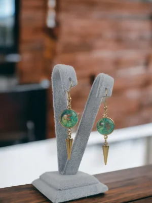 Benim Cam Atölyem Ebru Tekniği Çelik Murano Küpe