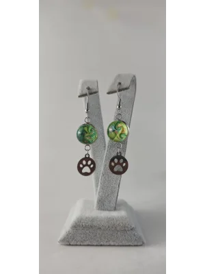 Benim Cam Atölyem Ebru Tekniği Çelik Murano Pati Küpe