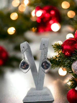 Benim Cam Atölyem Ebru Tekniği Çelik Murano Küpe