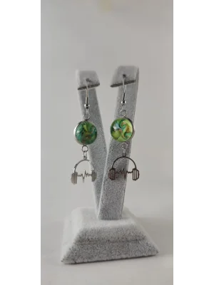 Benim Cam Atölyem Ebru Tekniği Çelik Murano Kulaklık Ritim Küpe