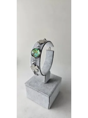 Benim Cam Atölyem Ebru Tekniği Çelik Murano Yonca Bileklik