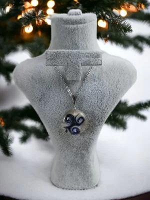 Benim Cam Atölyem Ebru Tekniği Murano Kolye No12