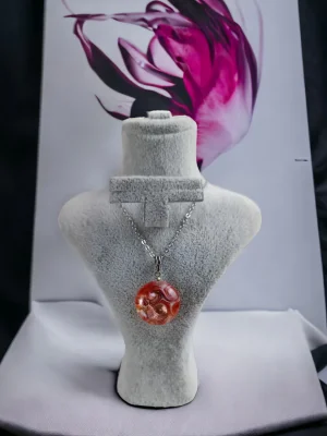 Benim Cam Atölyem Ebru Tekniği Murano Kolye No7