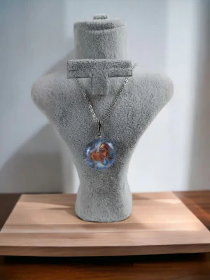 Benim Cam Atölyem Ebru Tekniği Murano Kolye No8