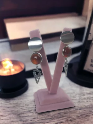 Benim Cam Atölyem Gümüş İşlemeli Çelik Murano Küpe