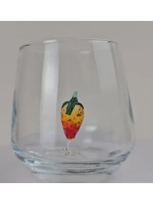 Benim Cam Atölyem Murano Çilek Kahve Yanı Bardak